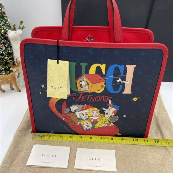 GUCCI x THE JETSONS PRINTED LEATHER KIDS TOTE BAG NWT AUTHENTIC - Picture 4 of 8